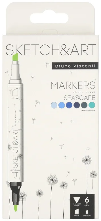 BRUNO VISCONTI TWIN MARKER SKETCH &amp; ART 6 RENK DENİZ MANZARASI 22-0081/10