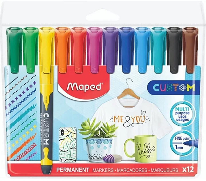 MAPED PERMANENT MARKER INCE UCLU ASKILI PAKET 12'LI 734547