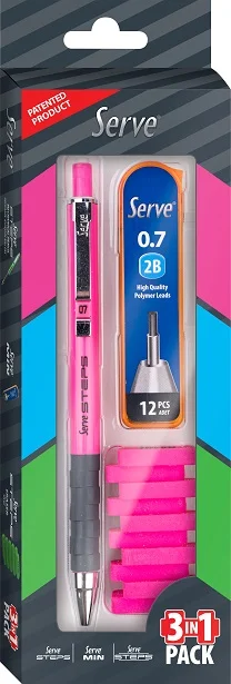 SERVE VERSATİL KALEM STEPS OKUL SETİ 0.7 FOSFORLU PEMBE SV-STEPS07MINSTEPSSGFP