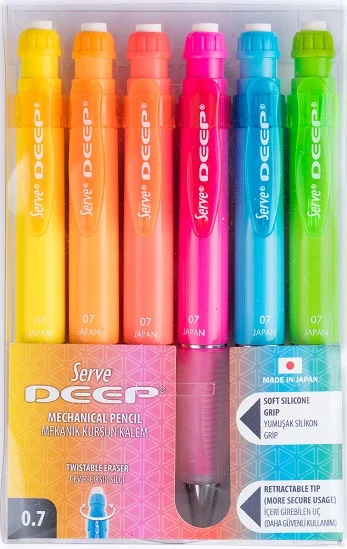 SERVE VERSATİL KALEM DEEP 0.7 SET 6 LI FOSFORLU PET SV-DEEP0.7FOS6PKR