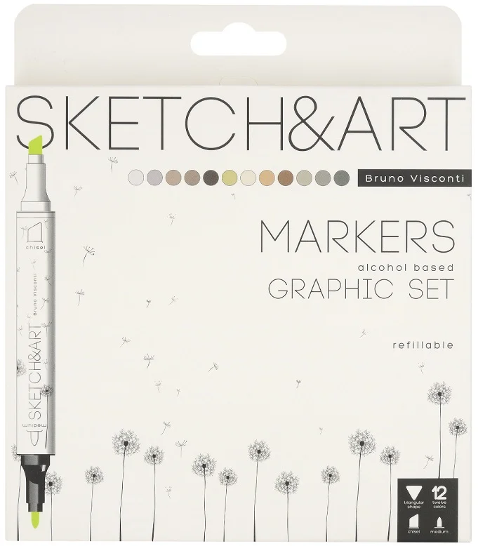 BRUNO VISCONTI TWIN MARKER SKETCH &amp; ART 12 RENK GRAPHICS 22-0076/03
