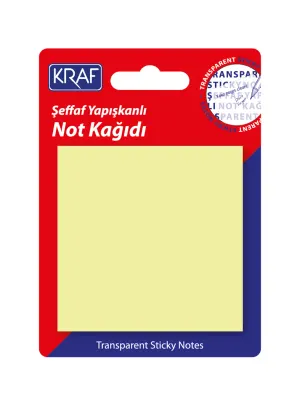 KRAF YAPIŞKANLI NOT KAĞIDI 76x76   50 YP ŞEFFAF SARI 7676TR