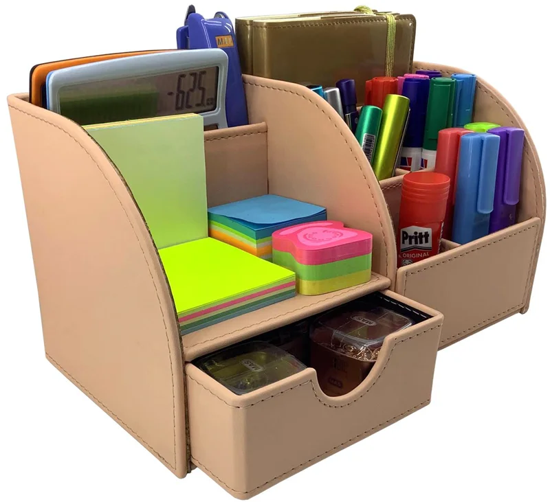 INN DESIGN ORGANİZER ÇEKMECELİ EFSUN SOFT DERİ PASTEL PUDRA INN-DD-1051