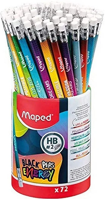 MAPED KURŞUN KALEM BLACK PEP'S ENERGY SİLGİLİ 72 Lİ KAVANOZ 852002