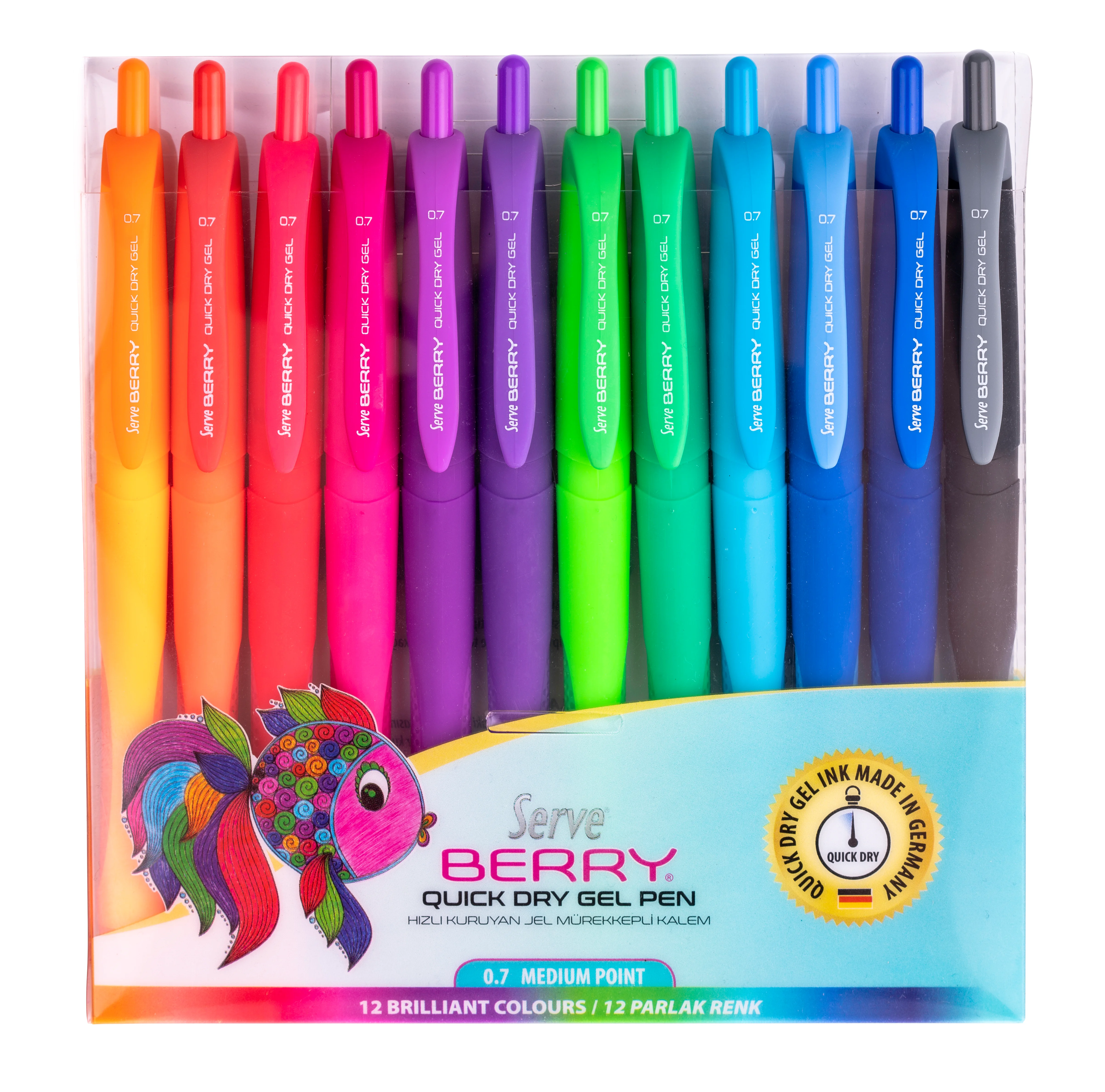 SERVE JEL KALEM BERRY 0.7 SET 12 Lİ PET SV-BRGEL07P12KR