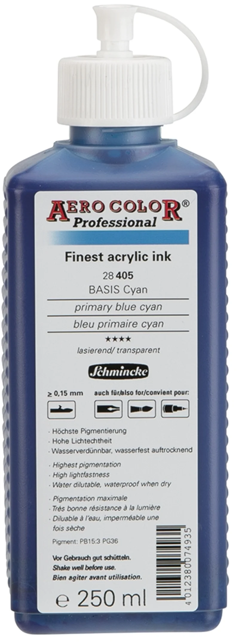 SCHMİNCKE AERO COLOR AKRİLİK MÜREKKEP 250 ML 405 PRİMARY BLUE CYAN 28405027