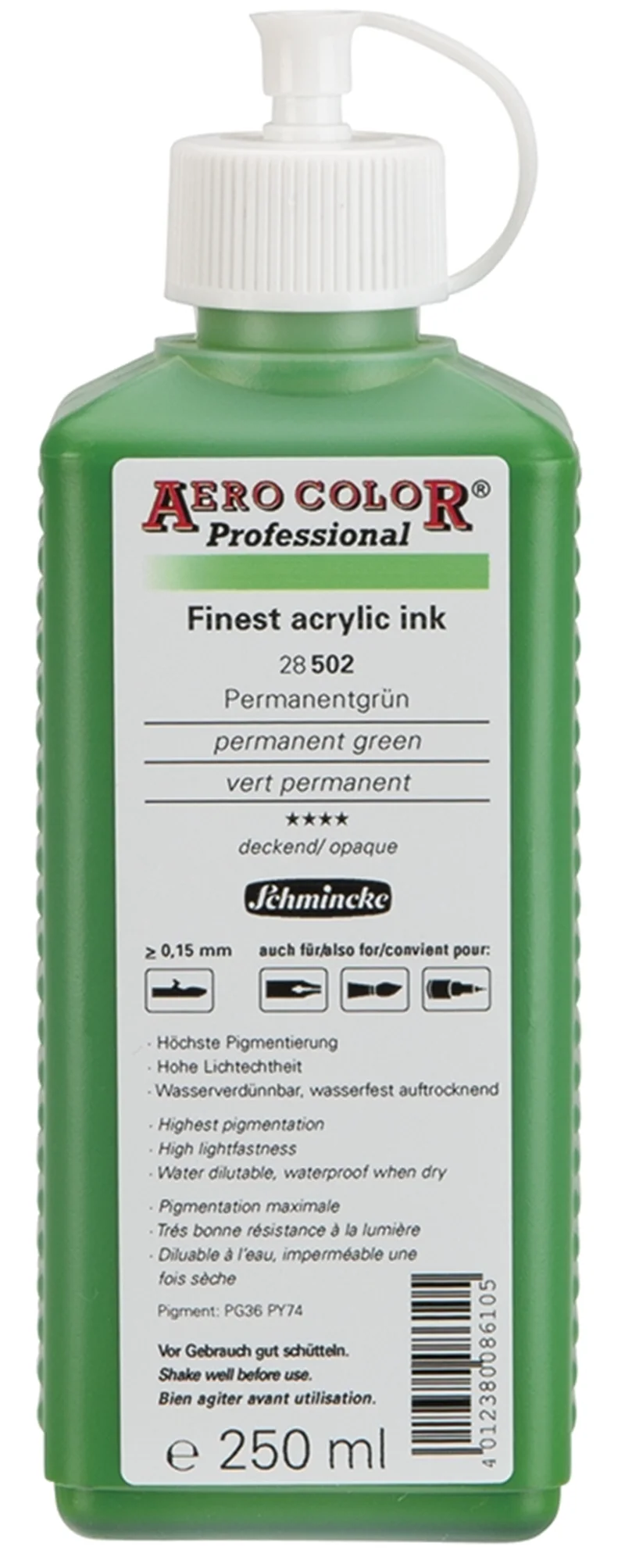 SCHMİNCKE AERO COLOR AKRİLİK MÜREKKEP 250 ML 502 PERMANENT GREEN 28502027