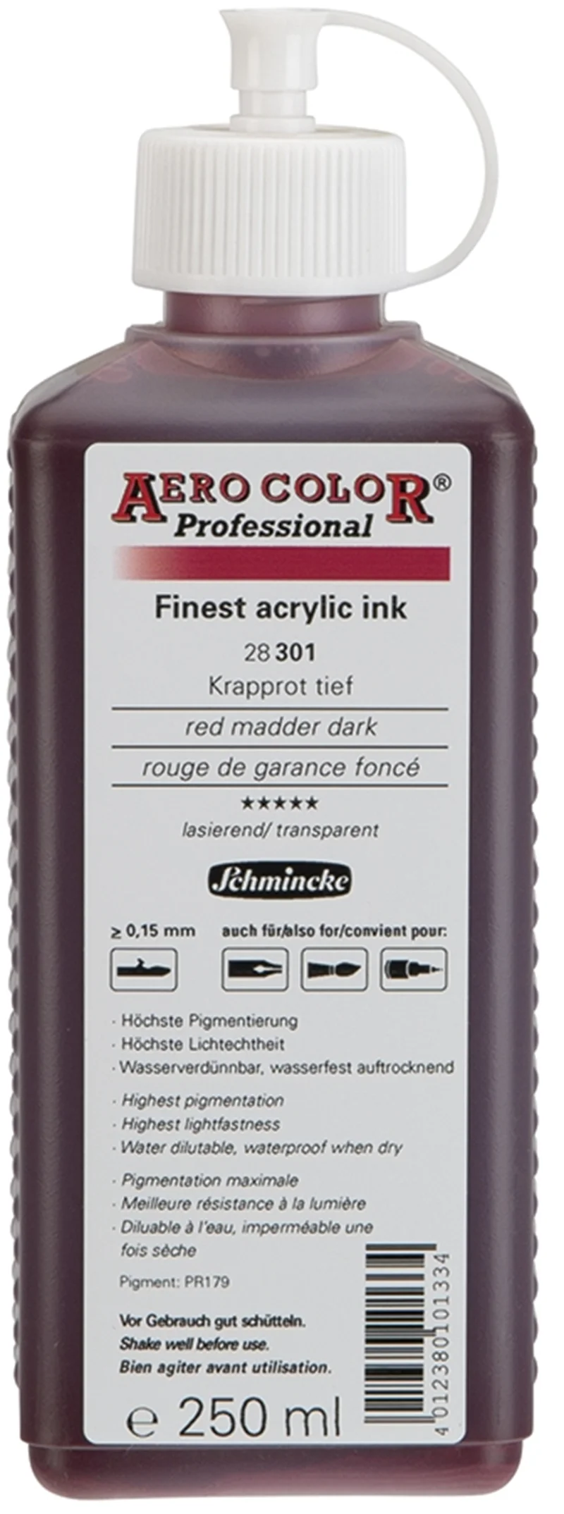 SCHMİNCKE AERO COLOR AKRİLİK MÜREKKEP 250 ML 301 RED MADDER DARK 28301027