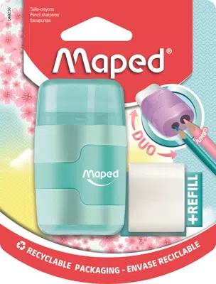 MAPED CONNECT ÇİFT DELİKLİ SİLGİLİ KALEMTRAŞ-PASTEL BLİSTER 049230