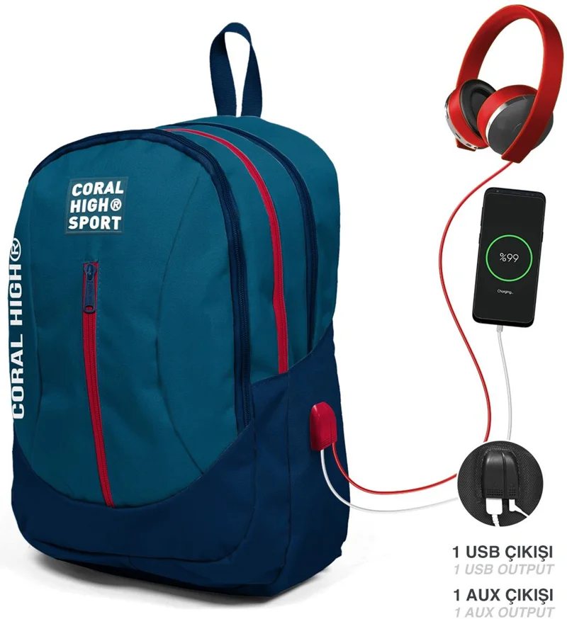 YAYGAN ÇANTA SIRT CORAL HIGH SPORT USB+AUX SOKETLİ 23448