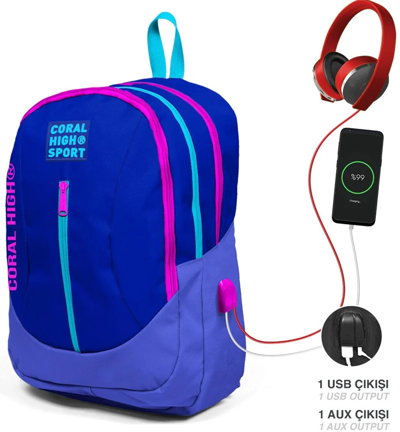 YAYGAN ÇANTA SIRT CORAL HIGH SPORT USB+AUX SOKETLİ 23449