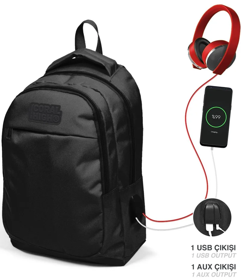 YAYGAN ÇANTA SIRT CORAL HIGH USB+AUX SOKETLİ 24312
