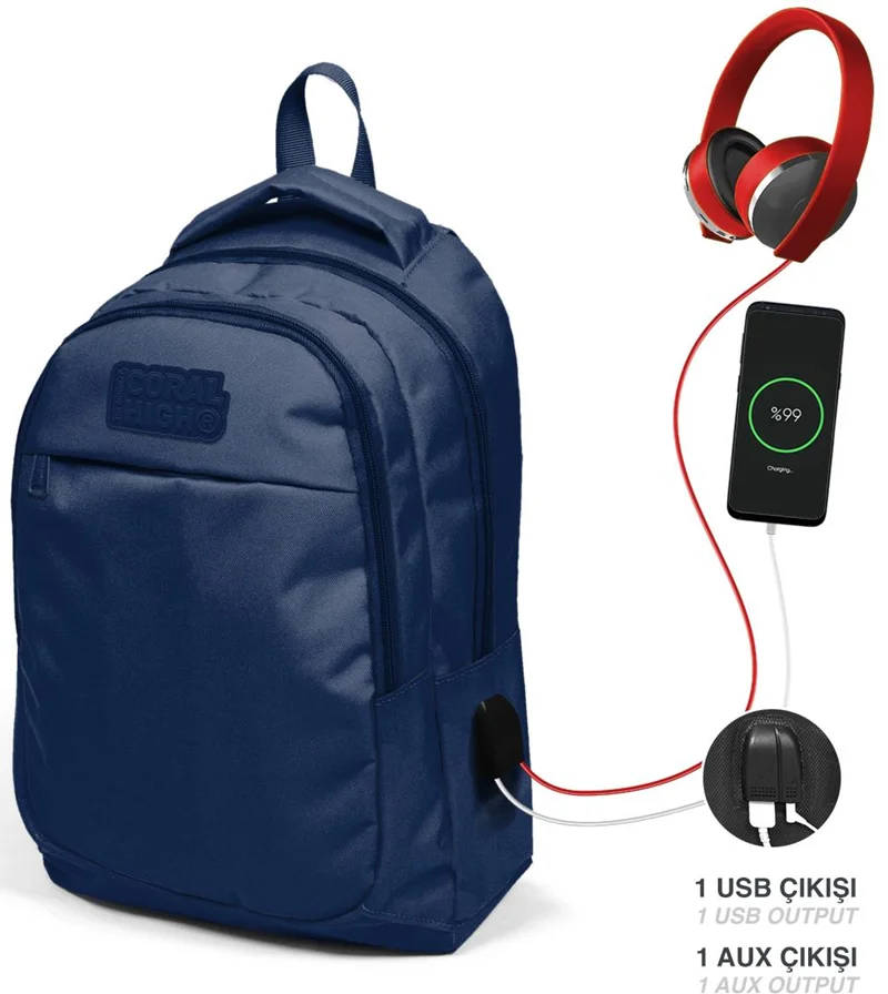 YAYGAN ÇANTA SIRT CORAL HIGH USB+AUX SOKETLİ 24313
