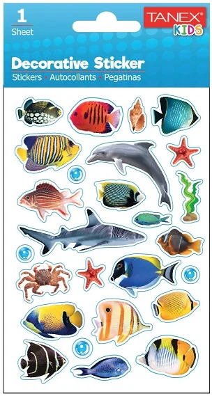 TANEX STICKER BALIKLAR SERİSİ 6 ADET TNX-25042