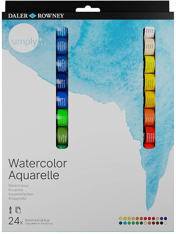 DALER ROWNEY SULU BOYA SIMPLY SERİSİ SET 12 ML TÜP 24 LÜ + TUVAL 134500124