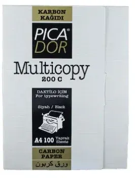 PICADOR KARBON KAĞIDI A4 200 C SIRTLI SİYAH 100LÜ KK001