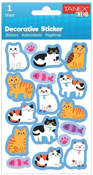 TANEX STICKER KEDİ SERİSİ 6 ADET TNX-25057