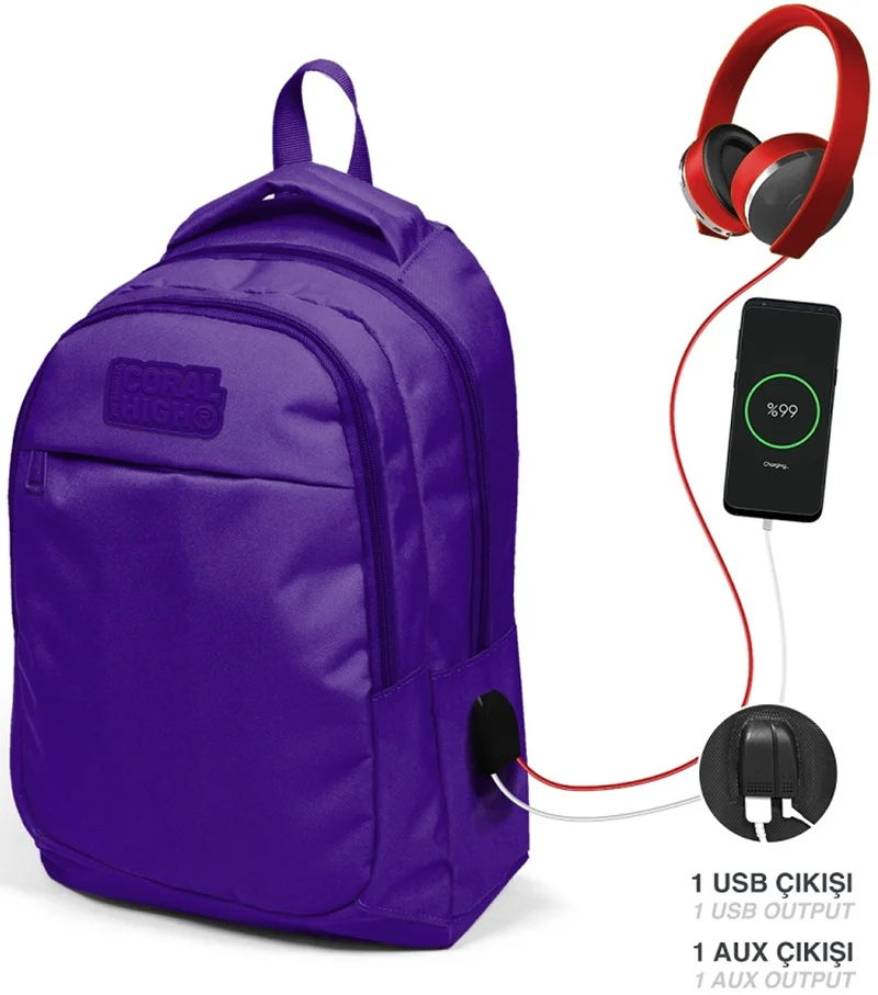YAYGAN ÇANTA SIRT CORAL HIGH USB+AUX SOKETLİ 24311