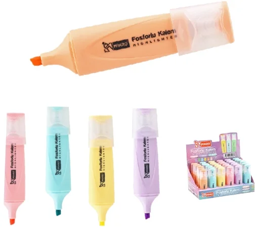MİKRO FOSFORLU KALEM 605 PASTEL KARIŞIK RENK STANDLI 605P
