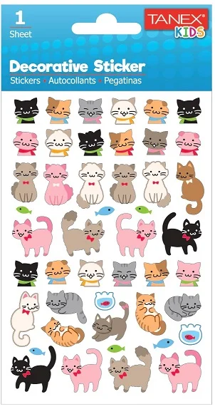 TANEX STICKER KEDİ SERİSİ 6 ADET TNX-25023