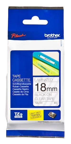 BROTHER PTOUCH ETİKET 18MM SİYAH-ŞEFFAF TZ141