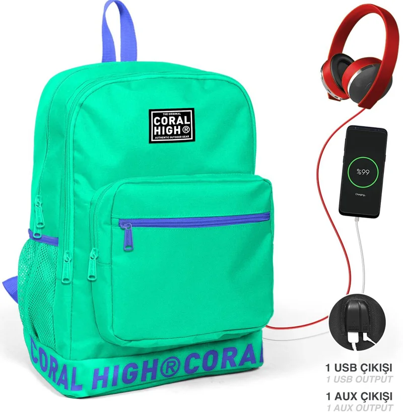 YAYGAN ÇANTA SIRT CORAL HIGH USB+AUX SOKETLİ 24104