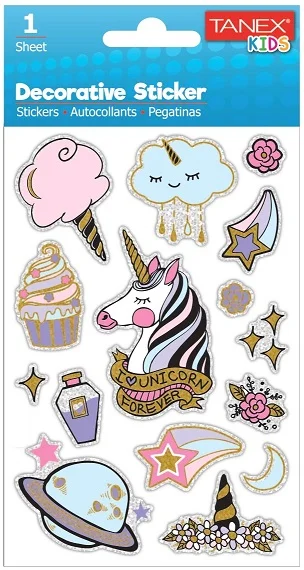 TANEX STICKER UNICORN SERİSİ 6 ADET TNX-25016