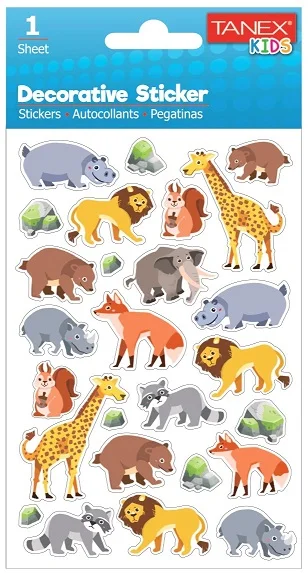 TANEX STICKER ORMAN HAYVANLARI SERİSİ 6 ADET TNX-25066