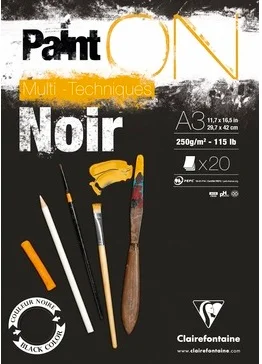 CLAIREFONTAINE ÇİZİM BLOĞU PAINT-ON BLACK A3 250 GR 20 YP PO975170