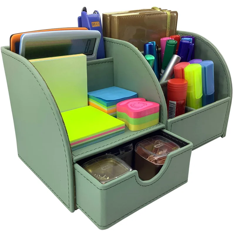 INN DESIGN ORGANİZER ÇEKMECELİ EFSUN SOFT DERİ PASTEL YEŞİL INN-DD-1054