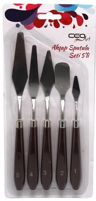 CEOART METAL SPATULA SETİ 5Lİ (BOYALI AHŞAP SAP) CEO-SN0004