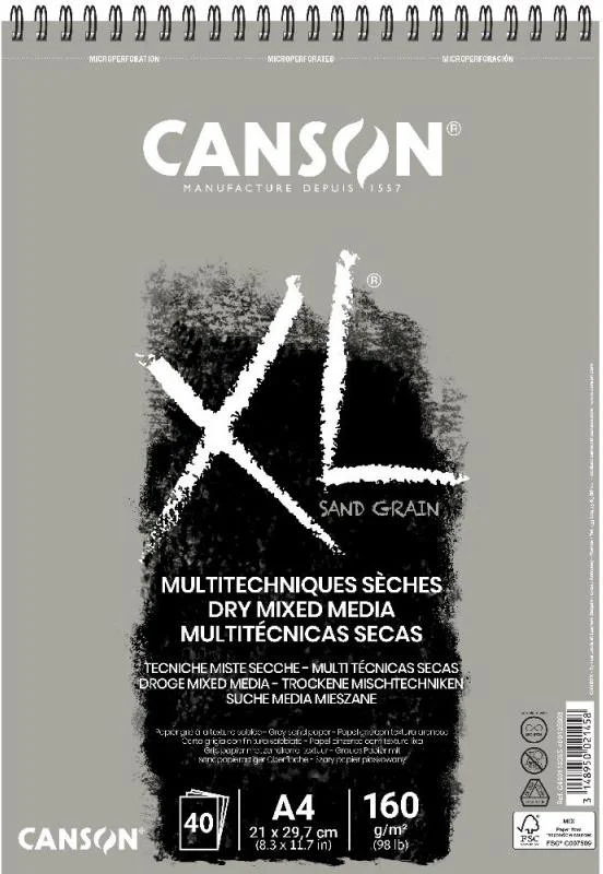 CANSON ÇİZİM BLOĞU XL SAND GRAIN GRİ A4 160 GR 40 SF 400110395