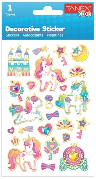 TANEX STICKER UNICORN SERİSİ 6 ADET TNX-25077