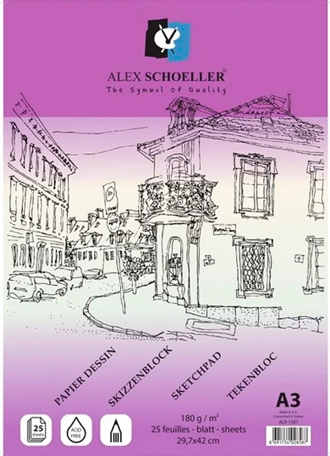 ALEX ESKİZ BLOK A3 180 GR SPİRALLİ 25 Lİ ALX-7785
