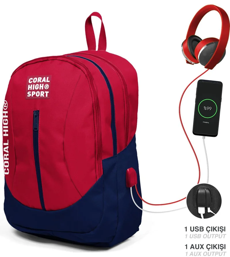 YAYGAN ÇANTA SIRT CORAL HIGH SPORT USB+AUX SOKETLİ 23447