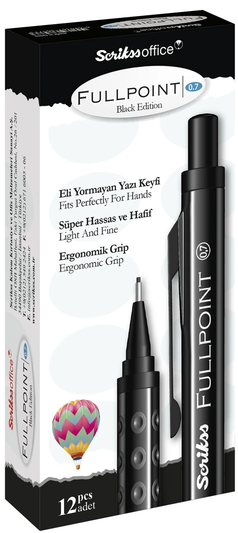 SCRIKSS OFFICE VERSATİL KALEM FULL POINT BLACK EDITION 0.7 KIRMIZI 12 Lİ KUTU