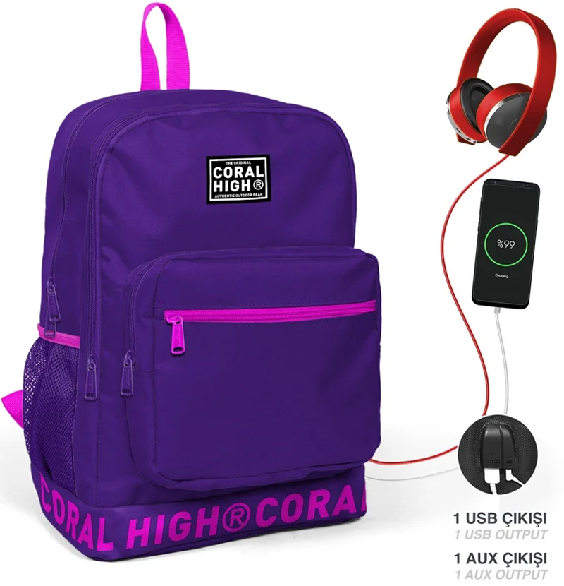 YAYGAN ÇANTA SIRT CORAL HIGH USB+AUX SOKETLİ 24109
