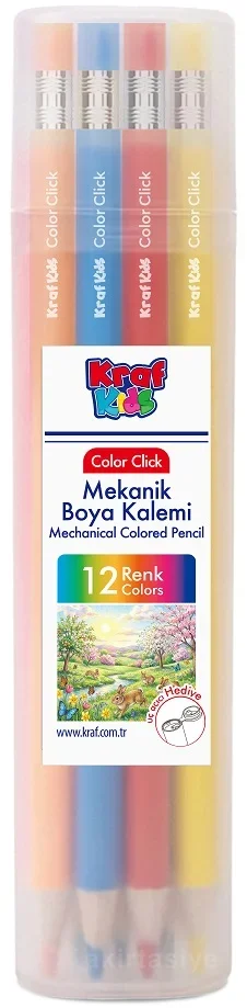 KRAF KIDS MEKANİK RENKLİ KURU BOYA 12 Lİ KK400