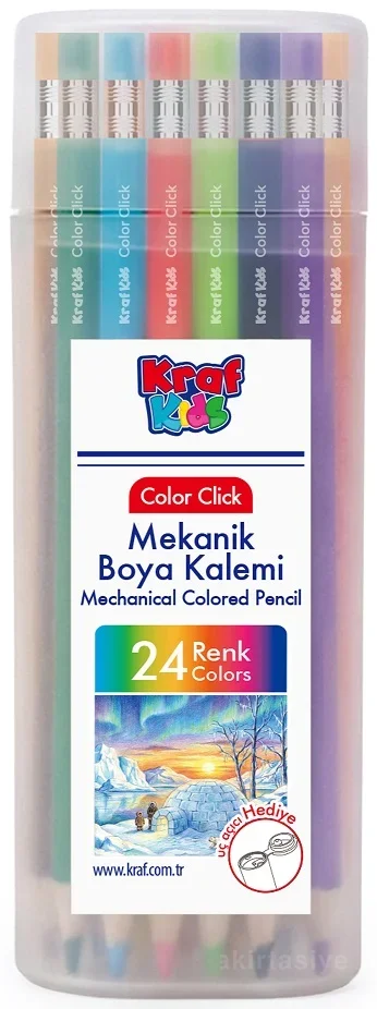 KRAF KIDS MEKANİK RENKLİ KURU BOYA 24 LÜ KK400