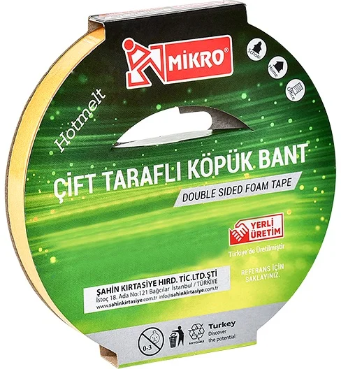 MİKRO ÇİFT TARAFLI KÖPÜK BANT 15 MM x 5M BNT201