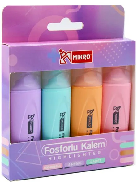 MİKRO FOSFORLU KALEM 605 PASTEL KARIŞIK RENK 4 LÜ 605P-4