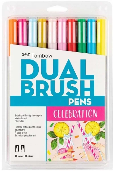 TOMBOW AB-T DUAL BRUSH PEN GRAFİK KALEMİ  SETİ 10 RENK CELEBRATION (215) T-AB-T-10CCE