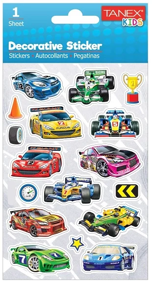 TANEX STICKER YARIŞ ARABASI SERİSİ 6 ADET TNX-25055
