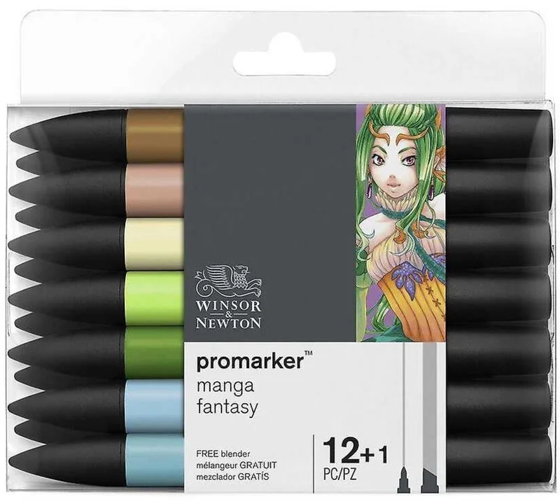 W&amp;N PROMARKER KALEM SET 12 RENK + KARIŞTIRICI MANGA FANTASY WN-0290142
