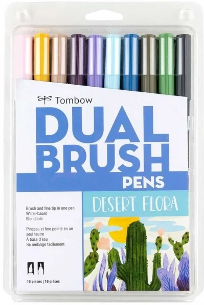 TOMBOW AB-T DUAL BRUSH PEN GRAFİK KALEMİ  SETİ 10 RENK DESERT FLORA (197) T-AB-T-10CDE