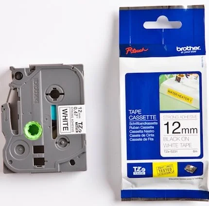 BROTHER PTOUCH ETİKET 12MM MAT BEYAZ-SİYAH TZS231