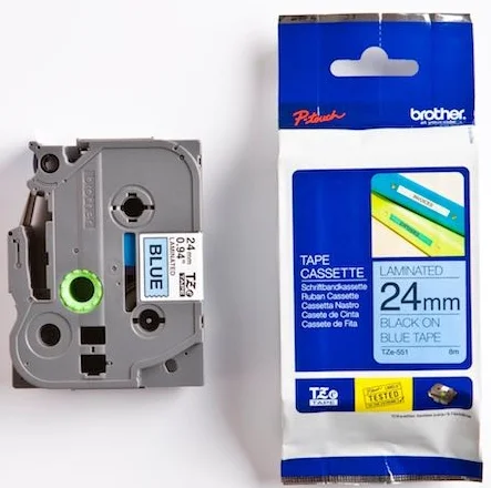 BROTHER PTOUCH ETİKET 24MM MAVİ-SİYAH TZ551