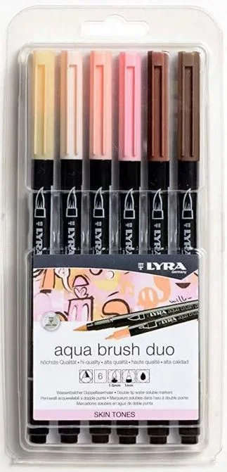 LYRA KEÇELİ KALEM AQUA BRUSH DUO FIRÇA UÇLU 6 LI ASKILI PAKET SKIN L6521062