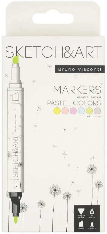 BRUNO VISCONTI TWIN MARKER SKETCH &amp; ART 6 RENK PASTEL 22-0081/03