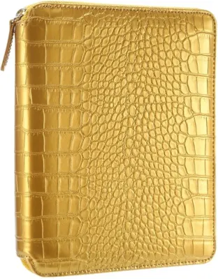 VJ DEFTER CROCO ZIPPER FOLDER ORGANİZER 14.8x20 Cm. 120 Gr. 80 YP. NOKTALI ALTIN 7776